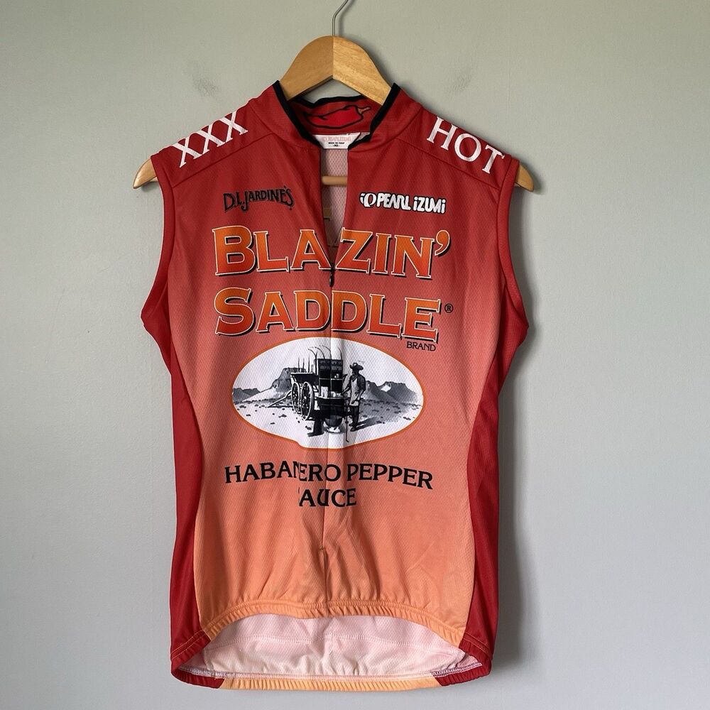 Pearl Izumi Blazin Saddle Habenero Pepper Sauce Cycling Jersey Sleeveless Size M